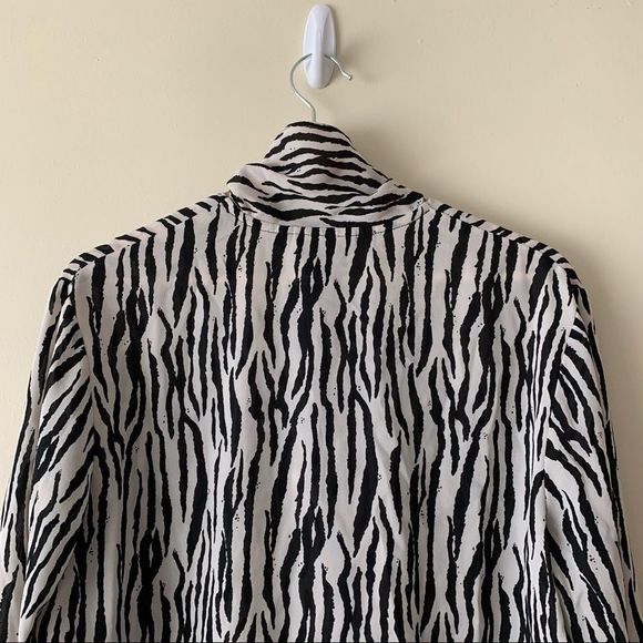 Zebra Print Tie Neck Blouse - Picture 6 of 7